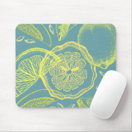 Zitronenabstrakt in Gelb und Türkis Mousepad