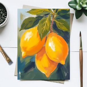 Zitronenbaum-Aquarell-Fruchtmalerei Postkarte