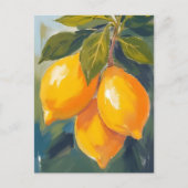 Zitronenbaum-Aquarell-Fruchtmalerei Postkarte (Vorderseite)