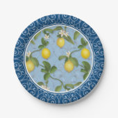 Zitronenbaum Espalier w Schmiedeeisen-Zaun-Kunst Pappteller (Vorderseite)