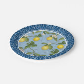 Zitronenbaum Espalier w Schmiedeeisen-Zaun-Kunst Pappteller (Schrägansicht)