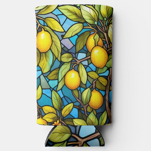 Zitronenbaum, gläsernes Muster, mediterran Selters Dosenkühler (Vorderseite)