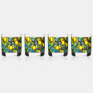 Zitronenbaum, gläsernes Muster, mediterran Whiskyglas