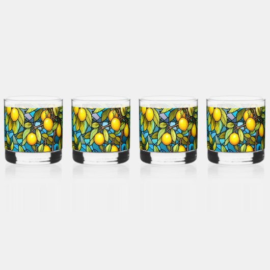 Zitronenbaum, gläsernes Muster, mediterran Whiskyglas (Hinten)