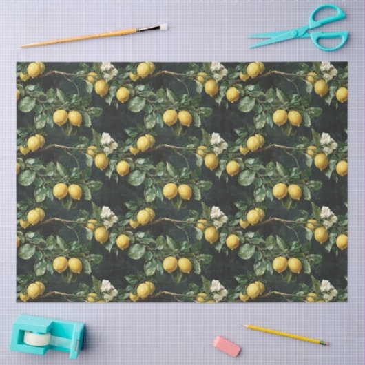 Zitronenbaum Nahtloses Muster Seidenpapier (Basteln)