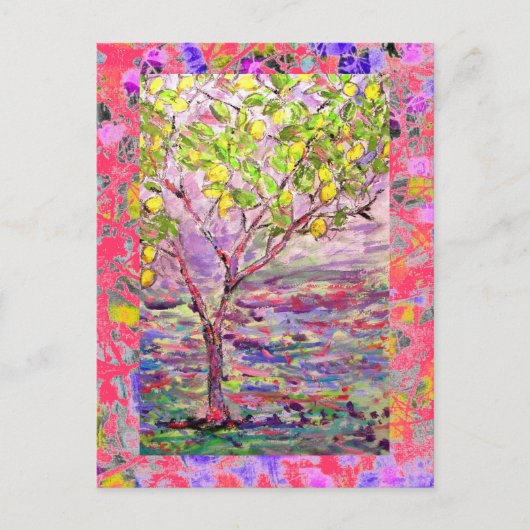 Zitronenbaum-Tropfen Postkarte (Vorderseite)