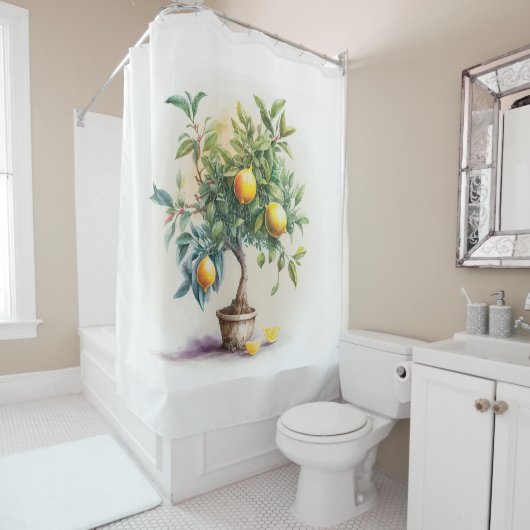 Zitronenbaumduschvorhang | Treeverliebte Kunst Duschvorhang (Beispiel)