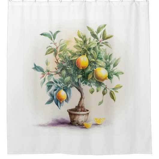 Zitronenbaumduschvorhang | Treeverliebte Kunst Duschvorhang (Vorderseite)