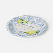 Zitronenbäume, blaue Tile, Italienisch Pappteller (Schrägansicht)