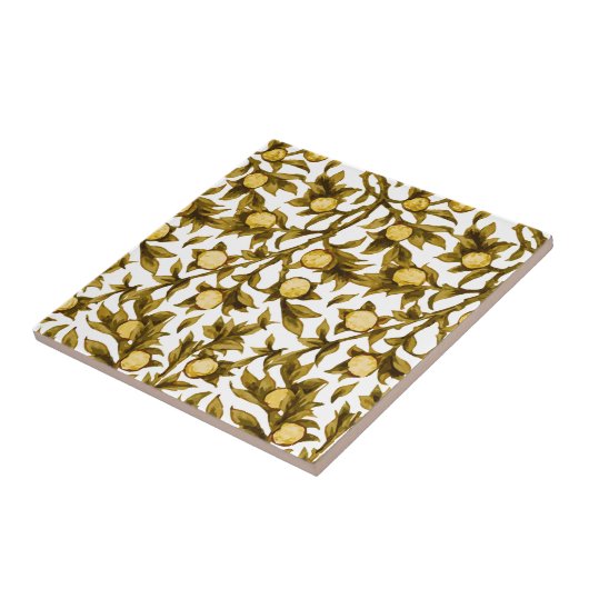 Zitronenbaumfrüchte Grüngelb Fliese (Seite)