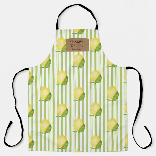 Zitronenbaumfrüchte niedliche Monogramm-Schürze Schürze (Vorderseite)