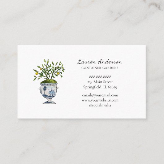 Zitronenbaumtopiar im Topf Gardener Visitenkarte (Vorderseite)