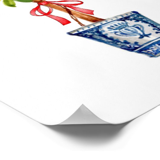 Zitronenbaumtopiar in blauer Vase Poster (Ecke)