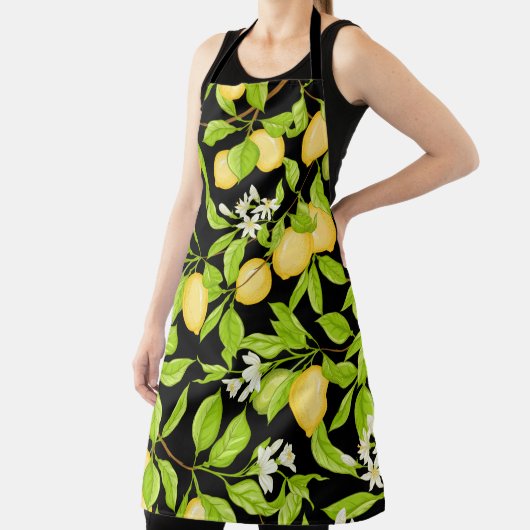 Zitronenbaumzweig mit Zitronen, Blume und Blätter. Schürze (InSitu)