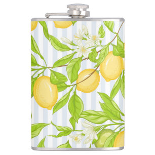 Zitronenbaumzweig: Streifen nahtloses Muster Flachmann