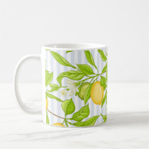 Zitronenbaumzweig: Streifen nahtloses Muster Kaffeetasse