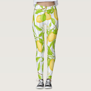 Zitronenbaumzweig: Streifen nahtloses Muster Leggings