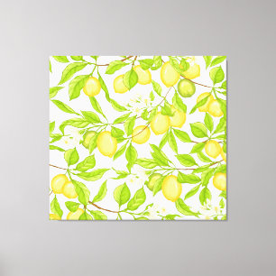 Zitronenbaumzweig: Streifen nahtloses Muster Leinwanddruck