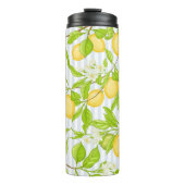 Zitronenbaumzweig: Streifen nahtloses Muster Thermosbecher (Vorderseite)