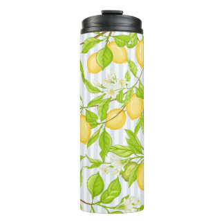 Zitronenbaumzweig: Streifen nahtloses Muster Thermosbecher