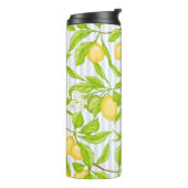 Zitronenbaumzweig: Streifen nahtloses Muster Thermosbecher (Nach links gedreht)