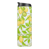 Zitronenbaumzweig: Streifen nahtloses Muster Thermosbecher (Nach rechts gedreht)