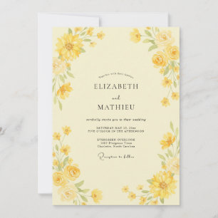 Zitronenbemalte Petal-Hochzeit Einladung
