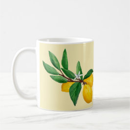 Zitronenblatt-Wasserfarben-Design | Zitrusgelb Kaffeetasse