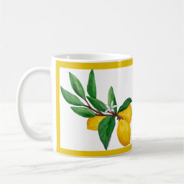 Zitronenblatt-Wasserfarben-Gelb-Liniendesign | Zit Kaffeetasse