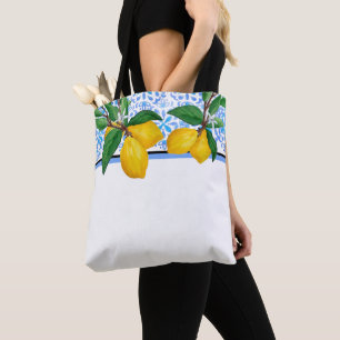 Zitronenblatt-Wasserfarben-Tasche Blaues Amalfi- Tasche