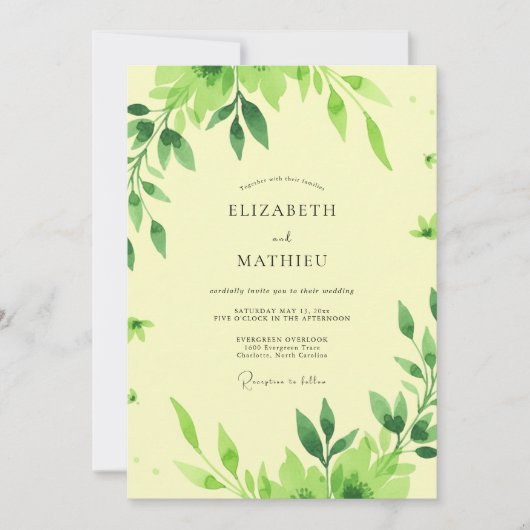 Zitronenblättrige Hochzeit Einladung (Vorderseite)