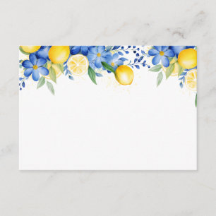 Zitronenblaue florale italienische Hochzeitsdusche Begleitkarte