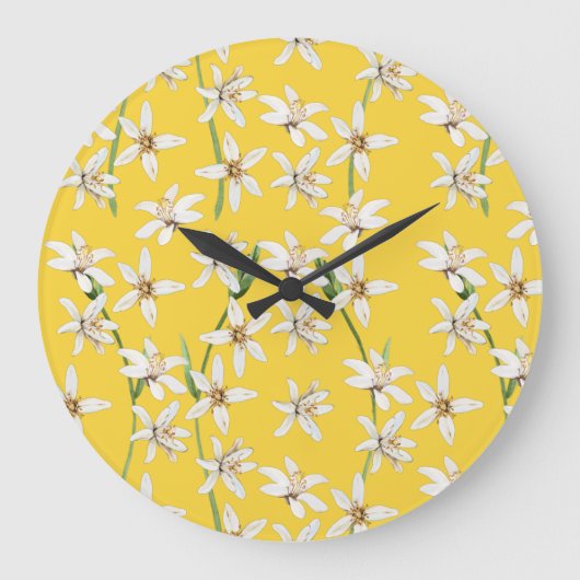 Zitronenblüte im Sommer Chinoiserie Große Wanduhr (Vorderseite)