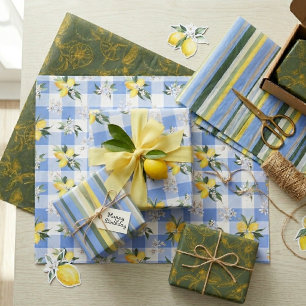 Zitronenblüte und passende Streifen Geschenkpapier Set