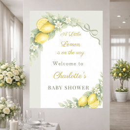 Zitronenbogen Salbeigrün Begrüßung Baby Shower Poster