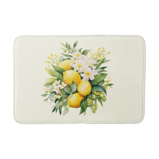 Zitronenbouquet mit weißen Blüten Badematte (Vorderseite)