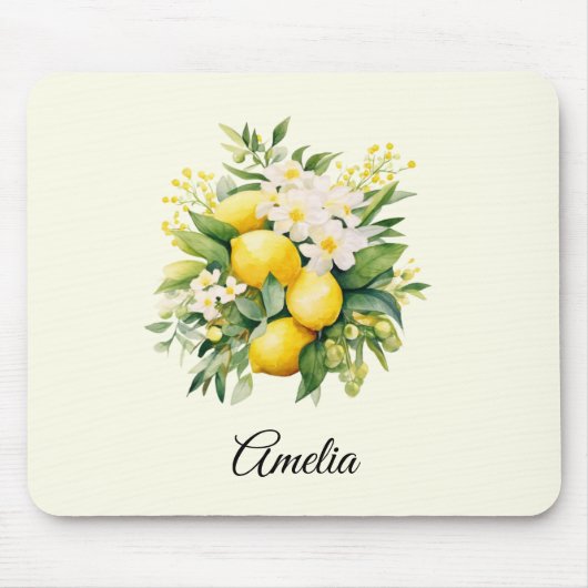Zitronenbouquet mit weißen Blüten Mousepad (Vorne)