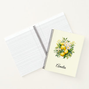 Zitronenbouquet mit weißen Blüten Notizblock