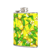 Zitronendruck auf gelber Flasche Flachmann (Links)