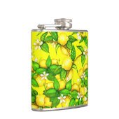 Zitronendruck auf gelber Flasche Flachmann (Rechts)