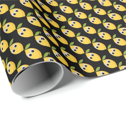Zitronenfigur, süße Frucht mit googgen Augen Geschenkpapier (Rolleneckpunkt)