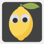 Zitronenfigur, süße Frucht mit googgen Augen Quadratischer Aufkleber (Vorderseite)