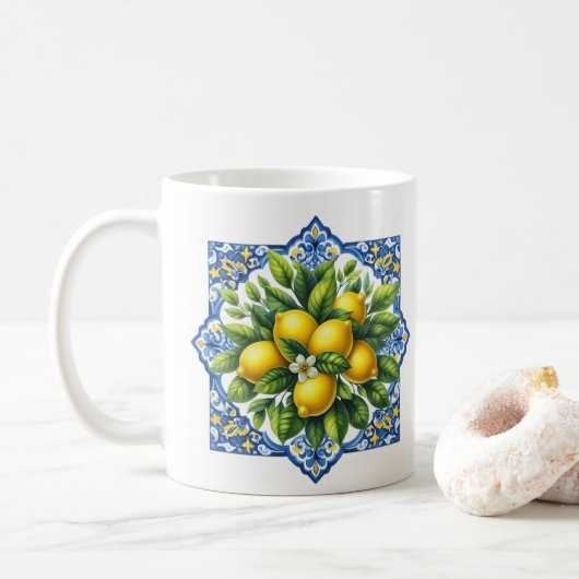 Zitronenfliese Kaffeetasse (Mit Donut)