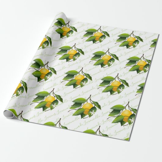 Zitronenfrucht botanisch geschenkpapier (Ungerollt)