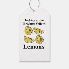 Zitronenfrucht mit Blick auf die hellgelben Zitron Geschenkanhänger