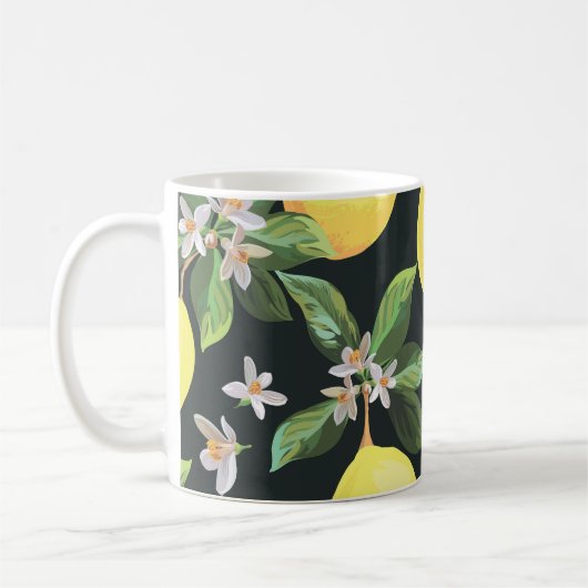 Zitronenfrucht: Nahtloses Muster Kaffeetasse (Links)