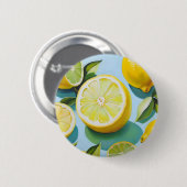 Zitronenfrüchte auf blau button (Vorne & Hinten)