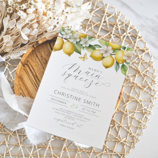 Zitronenfrüchte Citrus Baby Dusche Einladung