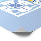 Zitronenfrüchte, europäische inspirierte blaue Kac Poster (Ecke)