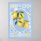 Zitronenfrüchte, europäische inspirierte blaue Kac Poster (Vorne)